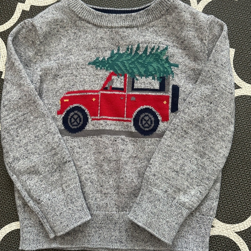 GAP Kids Gray Sweater with Red Car Design